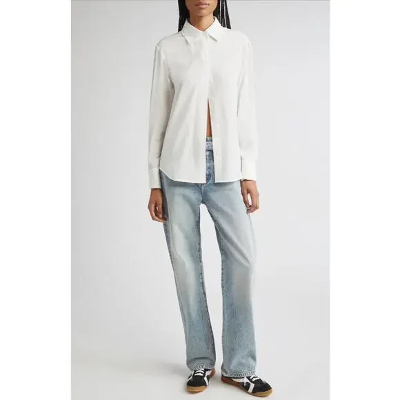 Proenza Schouler Arabella Silk Button Up Shirt in White 2 - Picture 2 of 6